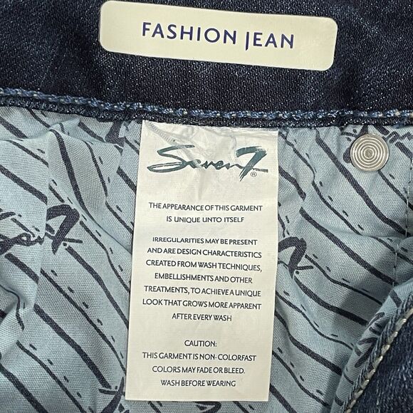 Seven7 Fashion Jeans Size 6 Blue Dark Wash Denim Stretch Straight Crop Raw Hem - Picture 7 of 11